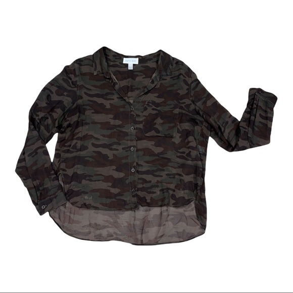 Bella Dahl Women’s Viscose Semi-Sheer Camouflage Blouse Size Medium - Picture 2 of 5
